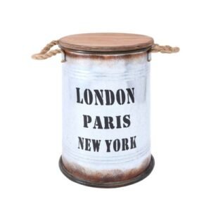 빈티지 드럼통 스툴_실버