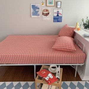 [멜로 레드체크] 홑겹 매트커버 (맞춤가능)