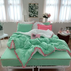 [깅엄체크 에버그린 쁘띠프릴y] 차렵이불 세트 (S/Q/K)