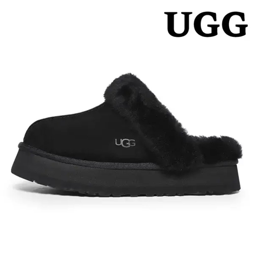 UGG 어그 퍼 카라 플랫폼 샌들 디스케트 W 여성 1122550BLK