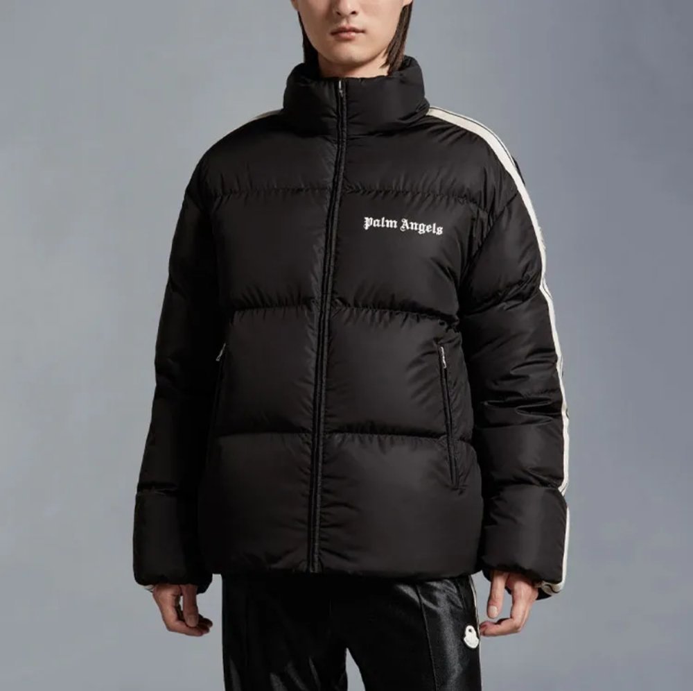 몽클레어 지니어스 X PALM ANGELS 남성용 RODMAN 로고패치 구스다운 점퍼 H209L1A00016